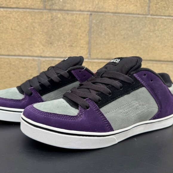 Rare VTG Emerica The Mob Black/Purple Suede skateboarding sneaker shoes Size 9 - Picture 3 of 11